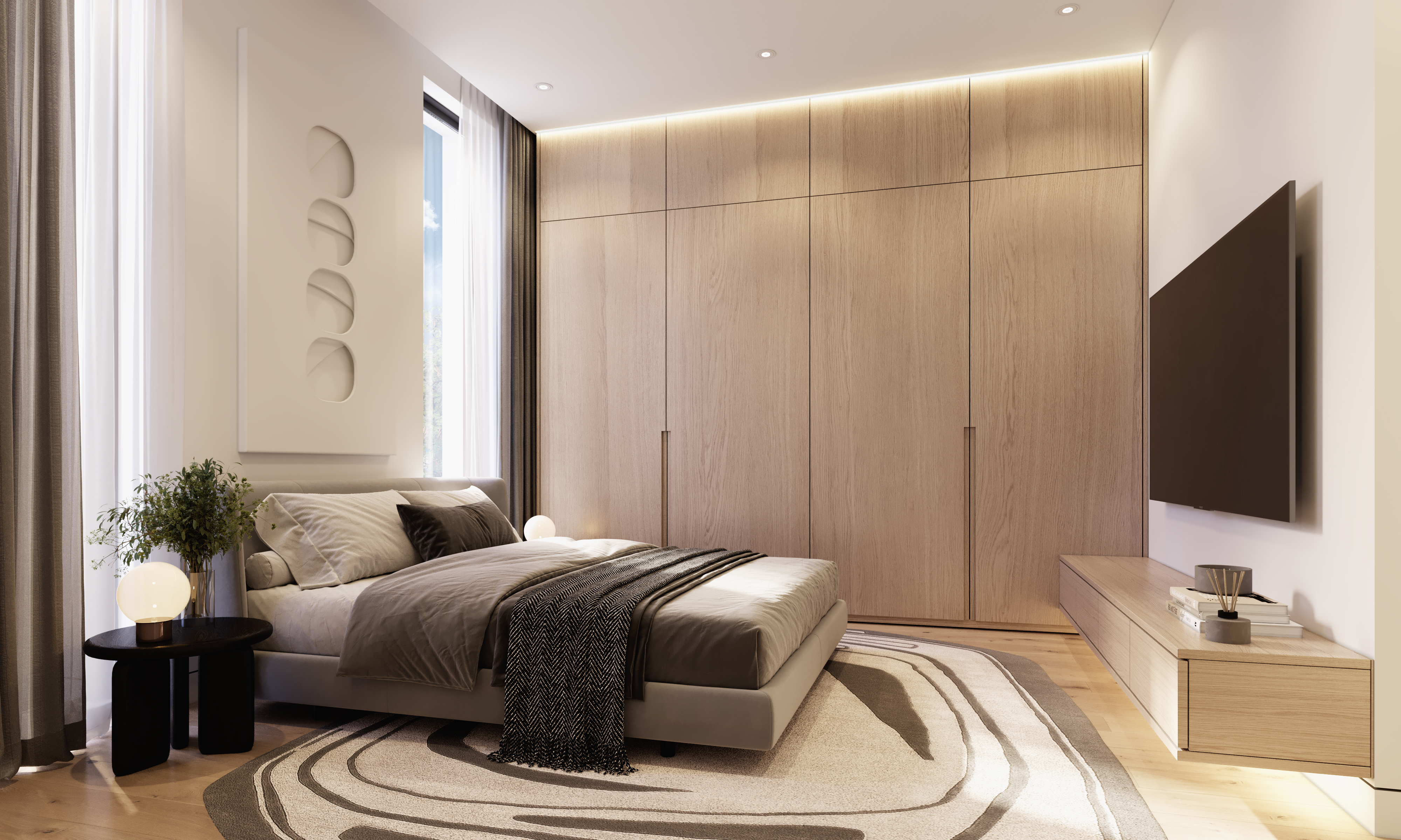 Bedroom with glazing towards the veranda, unit 201
