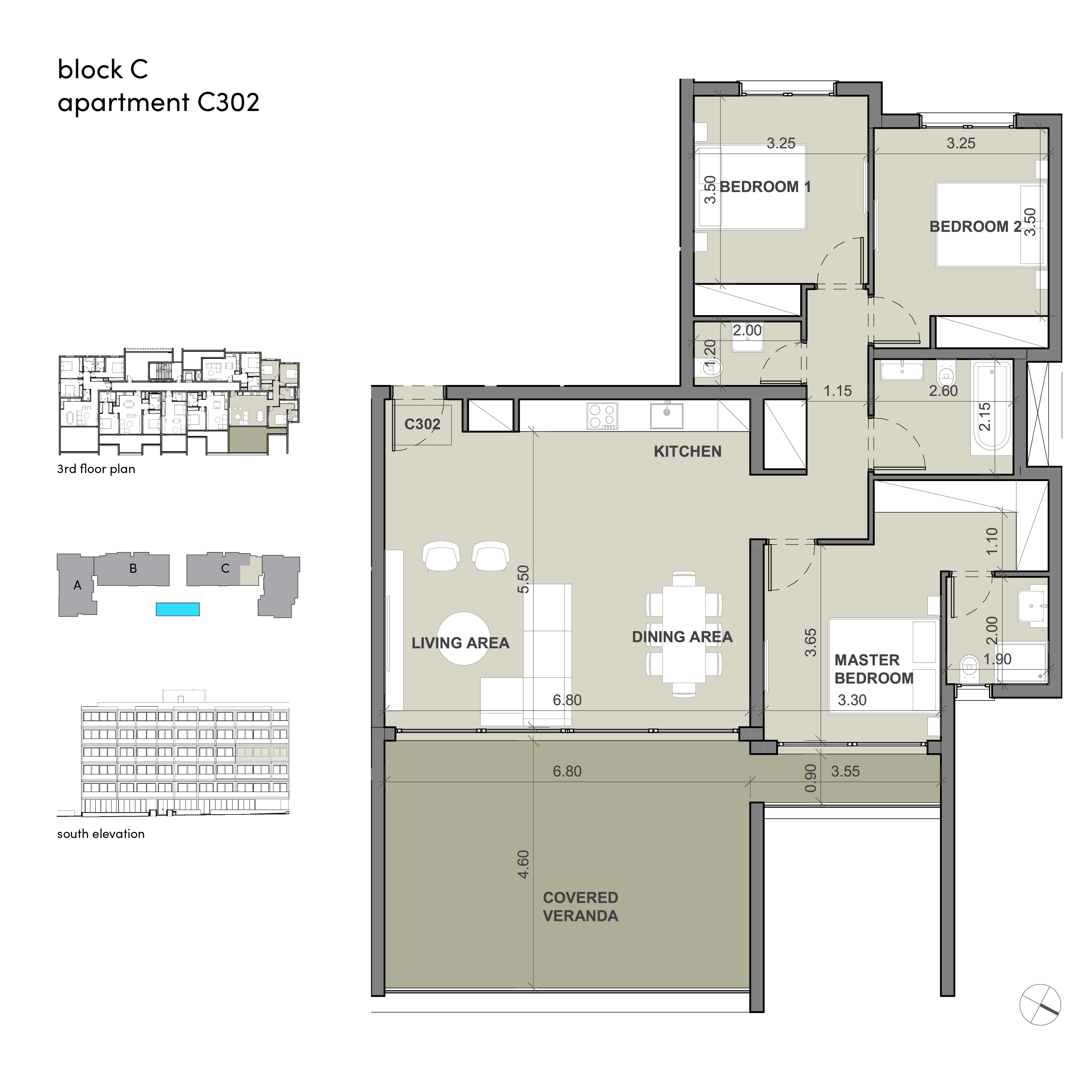 Flow block C apartment 302 layout