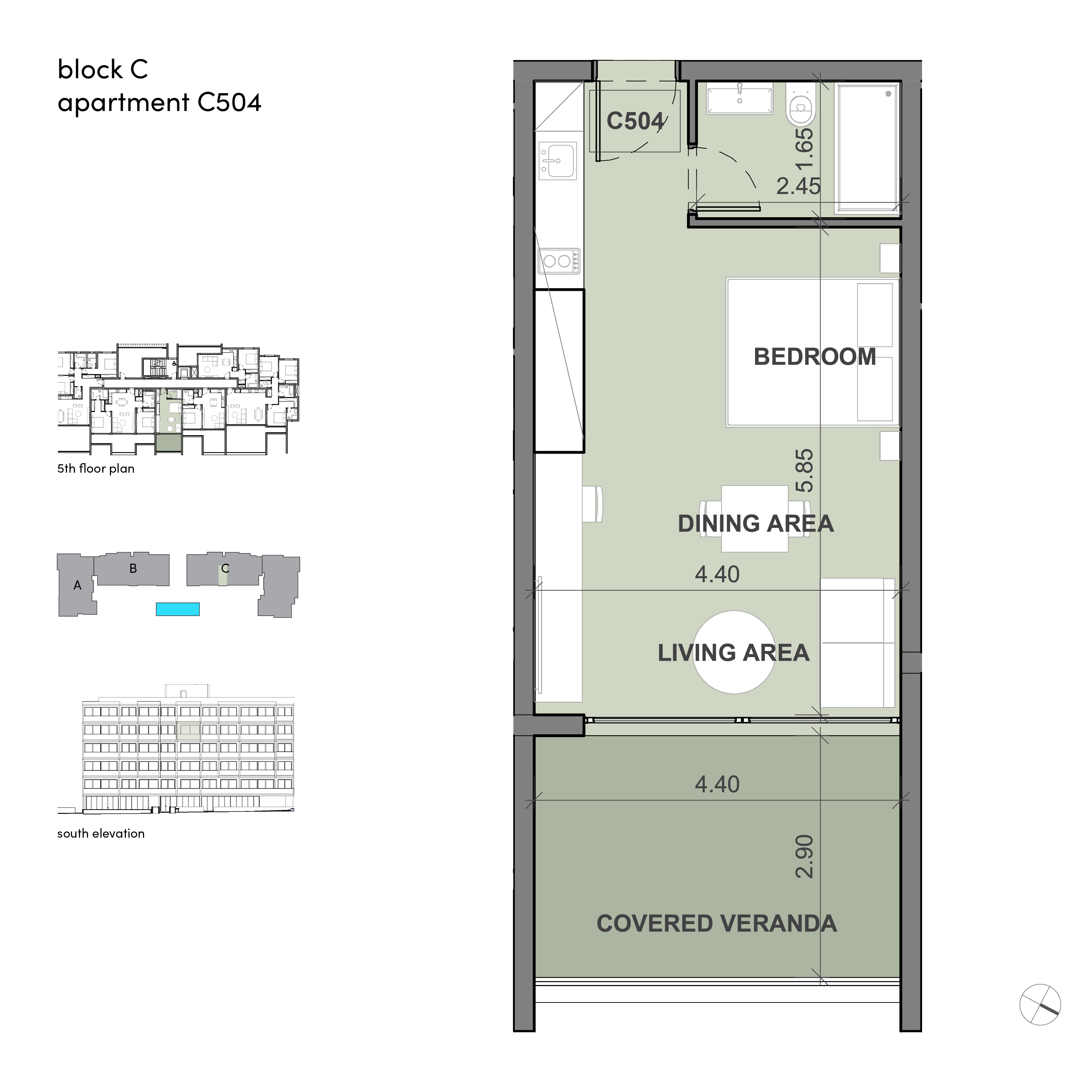 Flow block C apartment 504 layout