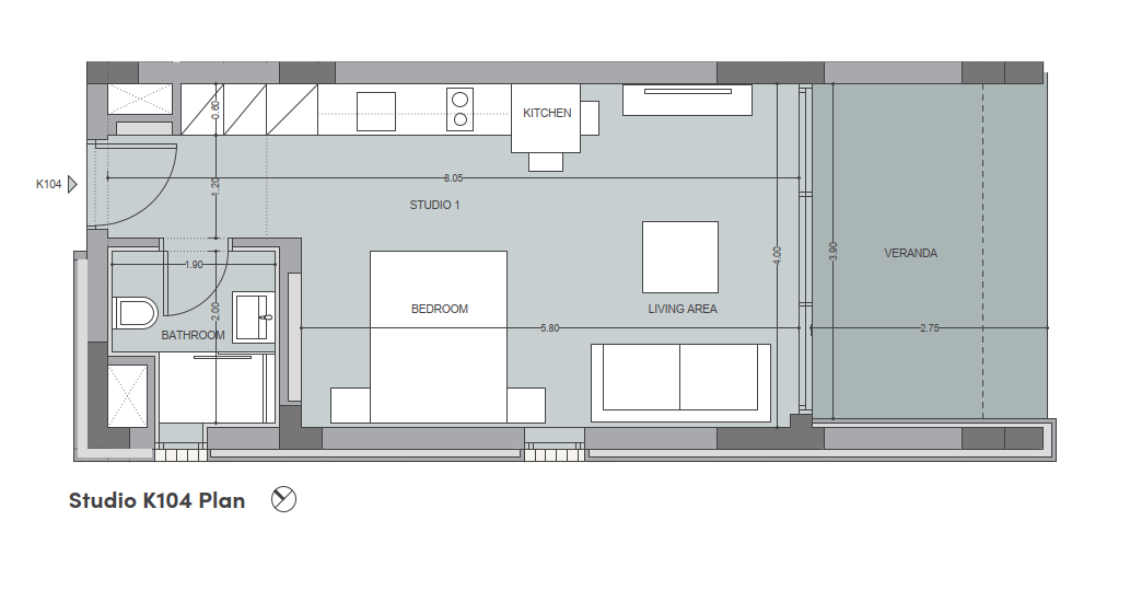 Berengaria block Apartments apartment K104 layout