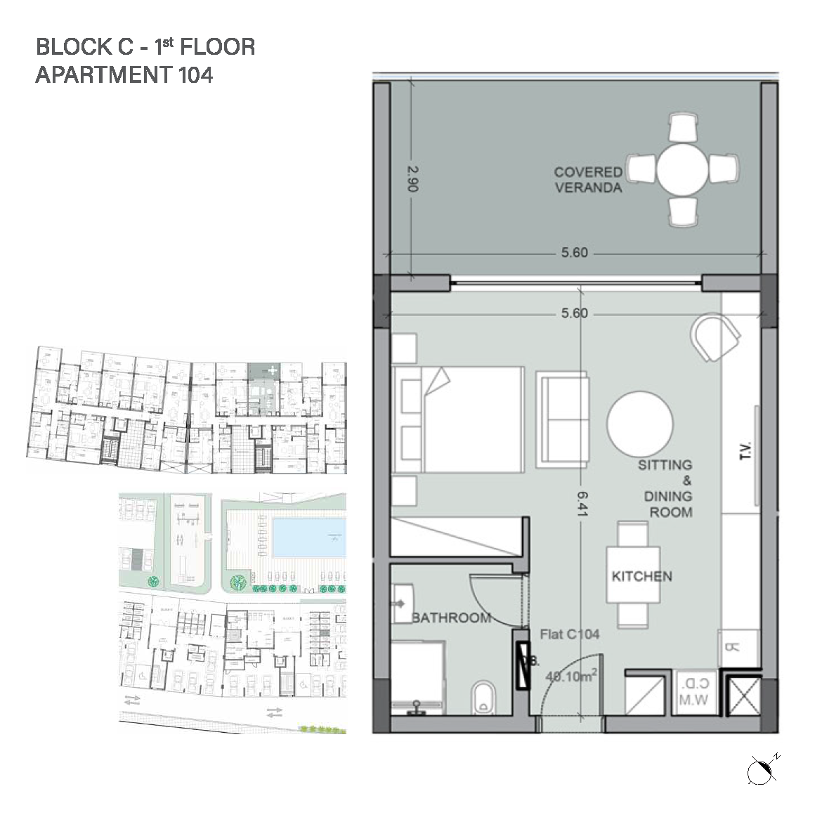 Eden Bay block C apartment 104 layout