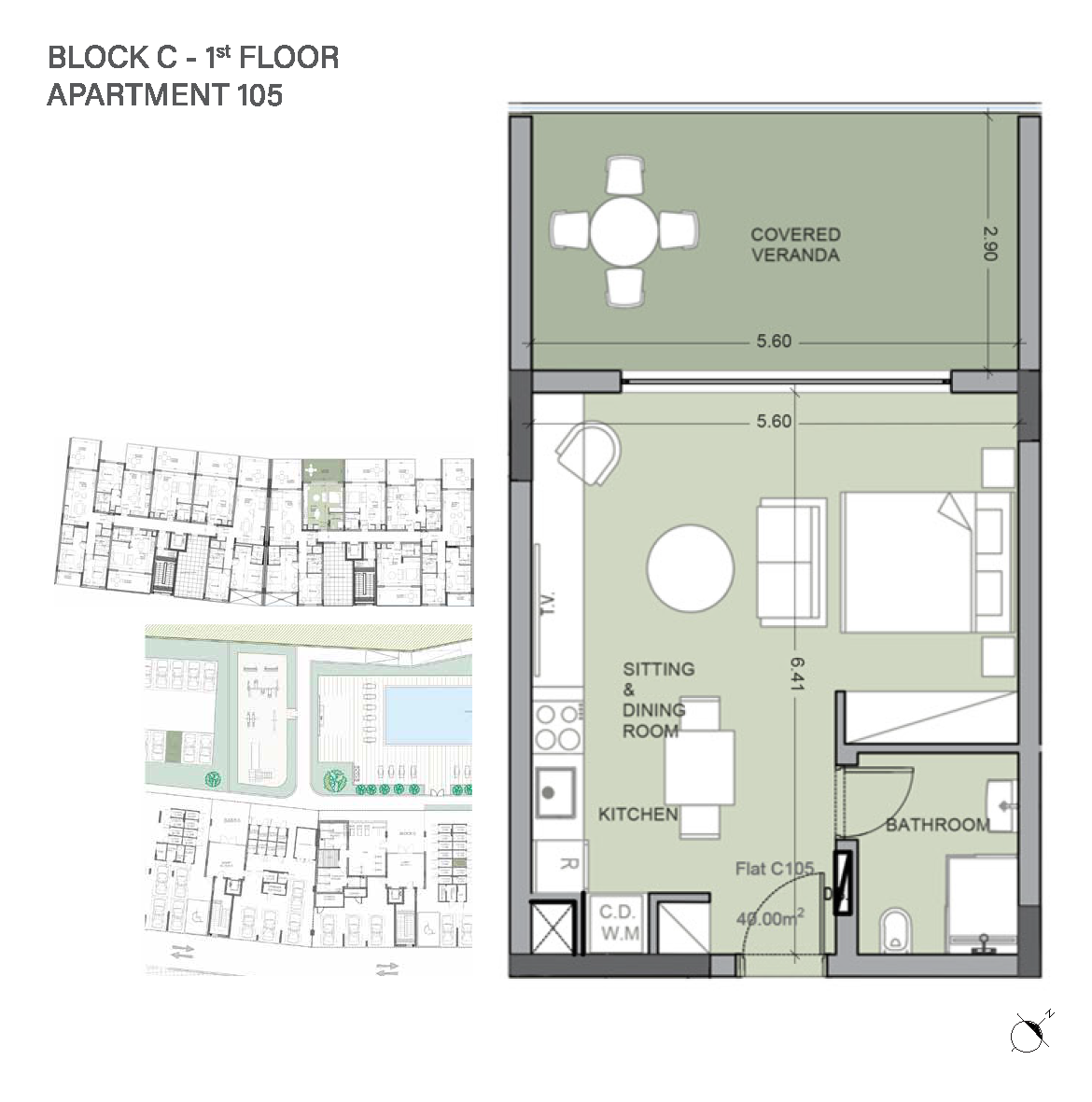 Eden Bay block C apartment 105 layout