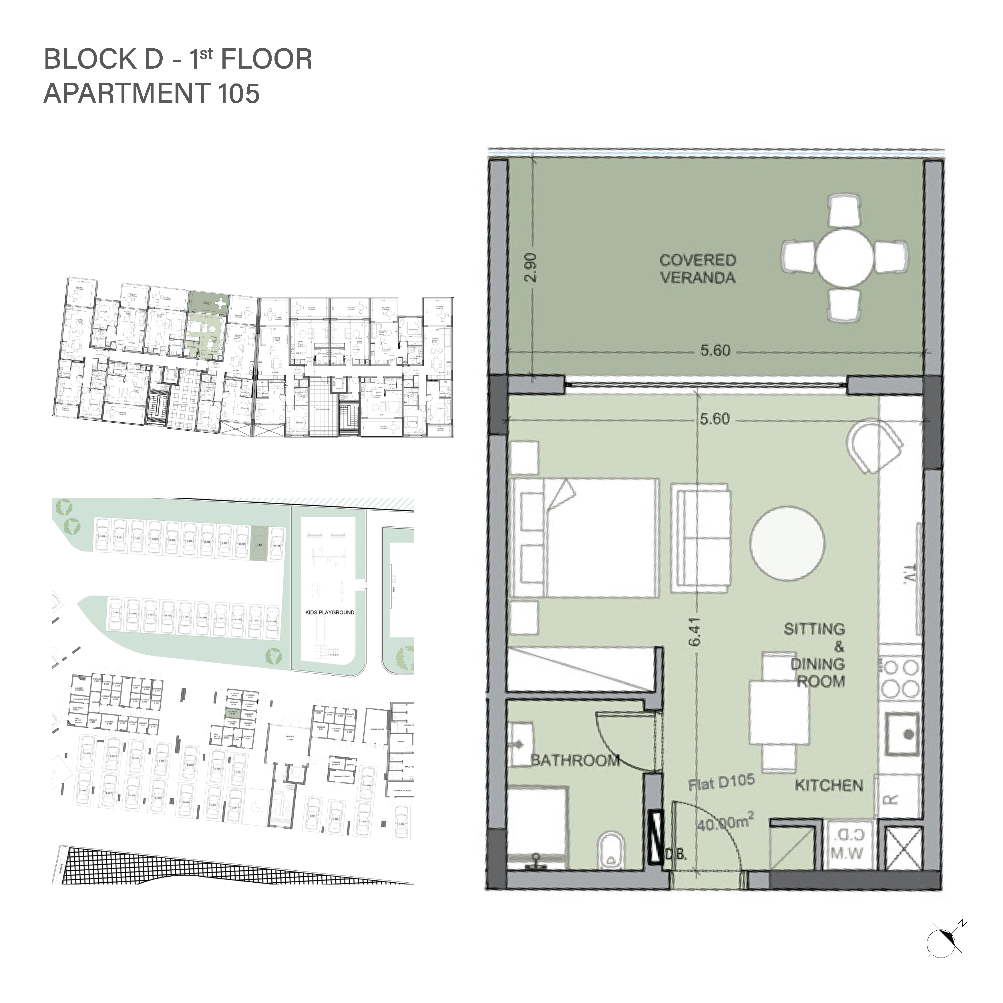 Eden Bay block D apartment 105 layout