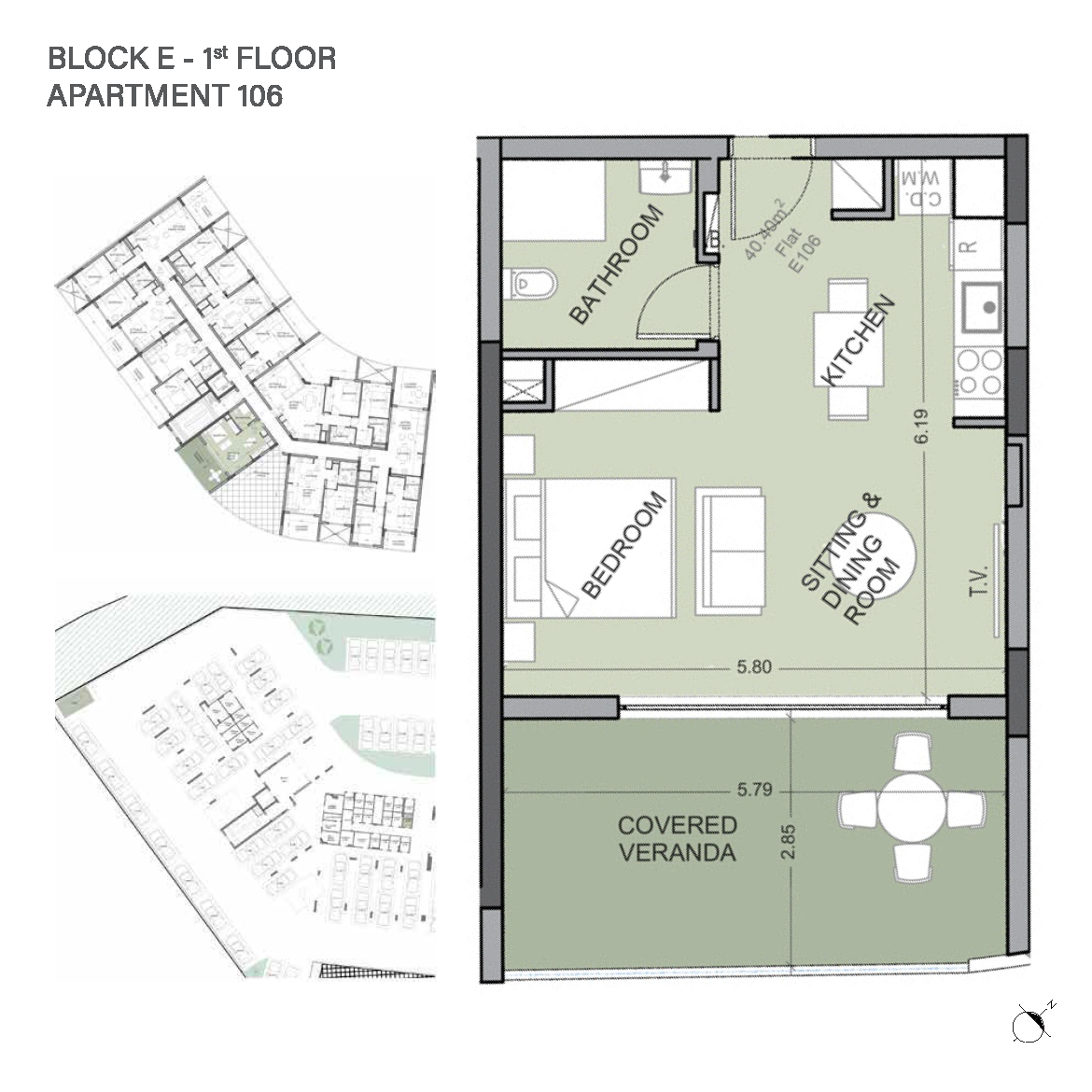 Eden Bay block E apartment 106 layout