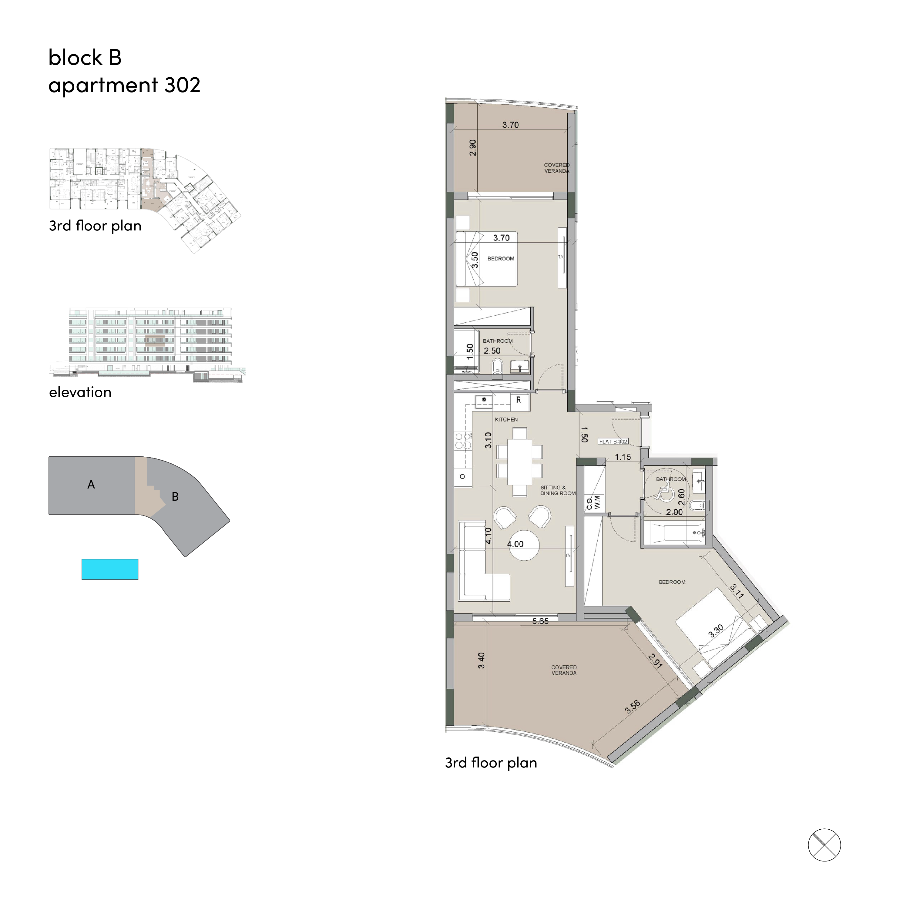 Sense block B apartment 302 layout